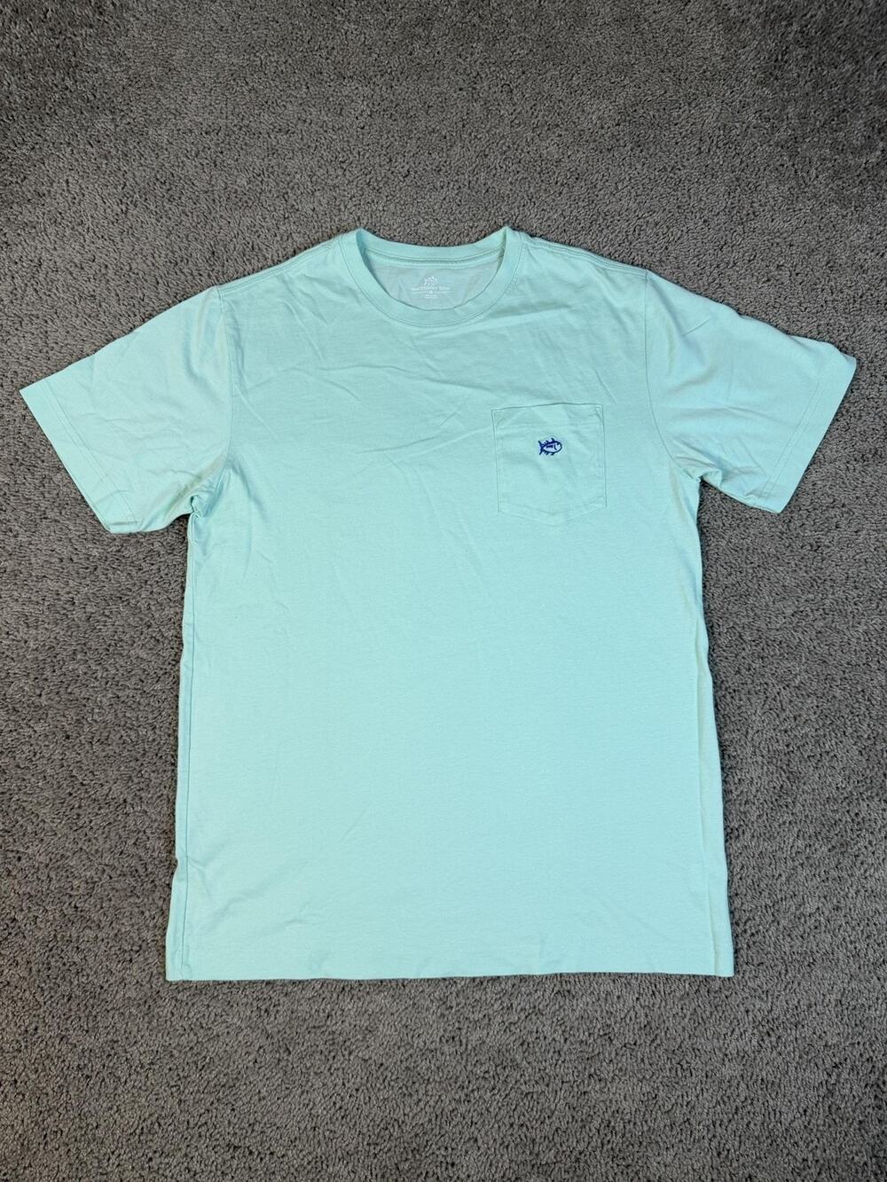 Southern Tide Shirt Mens M Green Pocket Logo Crew Neck Cotton Tagless Summer